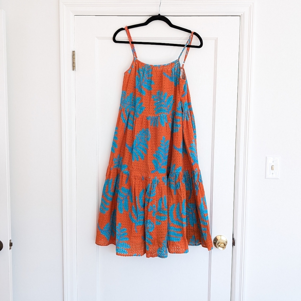 NWT Solid and Striped Addison Anthropologie Leaf Motif Eyelet Midi Dress, size S